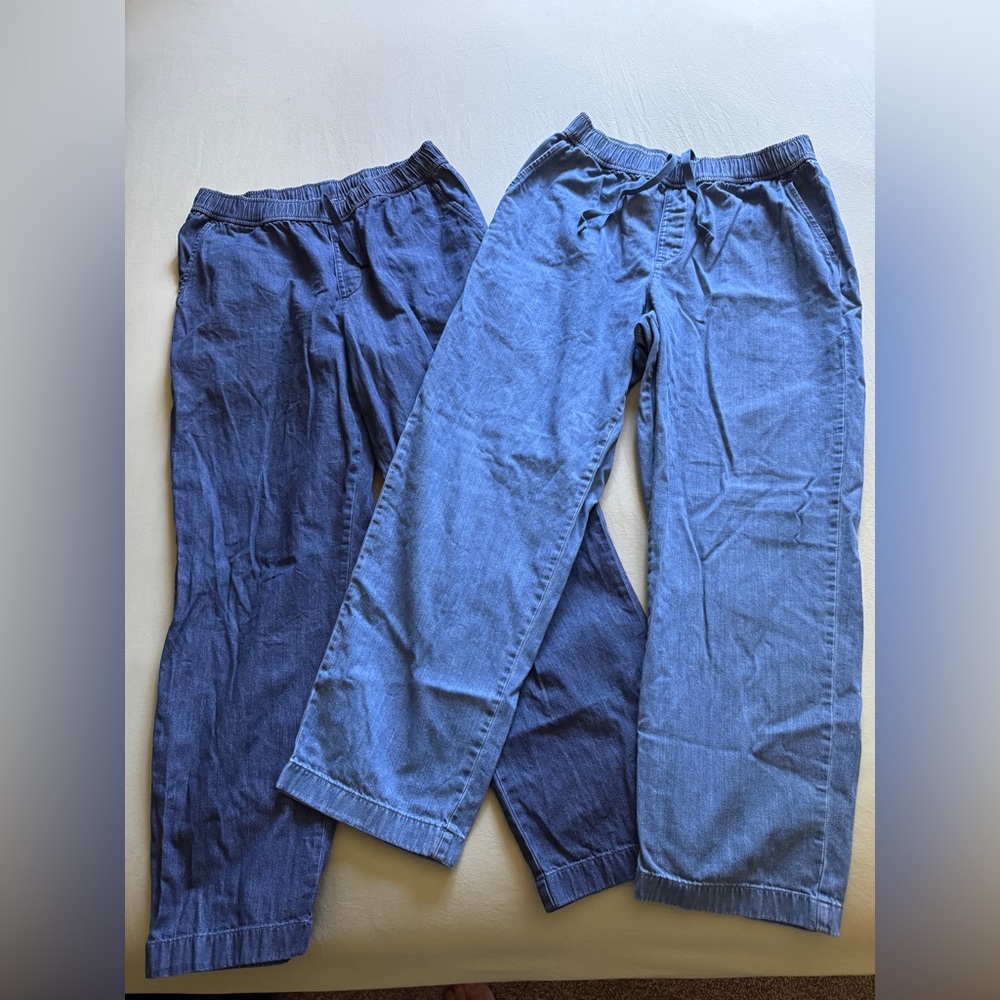 Lot of 2 Uniqlo Cotton Relaxed Ankle Pants Denim Blue